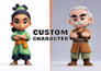create a cute 3d chibi character for games, mascot, or animation